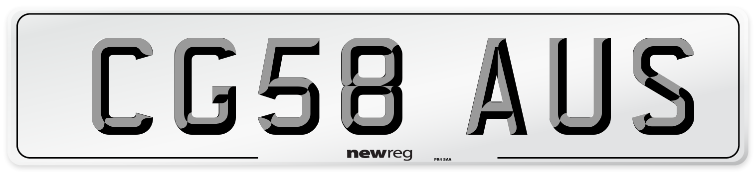 CG58 AUS Number Plate from New Reg
